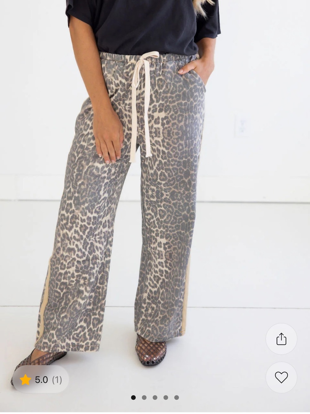 Leopard Print Wide-Leg Track Pants - Lauriebelles